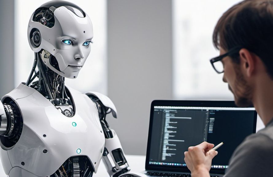 a Human teaching a robot